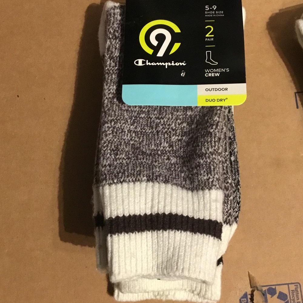 Champion Women's Crew Socks - Gray and White Two-Pack